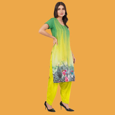 Green Printed Salwar Suit